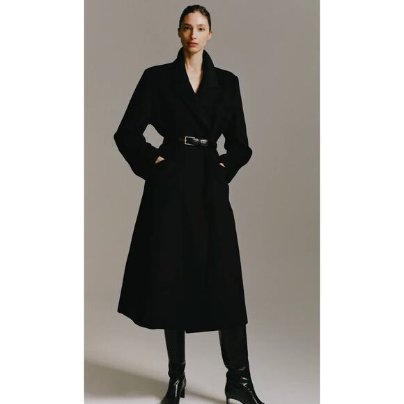 $175 Quince Italian Wool Classic Single-Breasted Coat CADET BLUE Small NWT - Picture 2 of 8